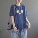 2026 Summer Loose-Fitting Short-Sleeved T-Shirt Women's Korean Version : Features Retro Letter Patterns For A Slimming_ecoleips.com