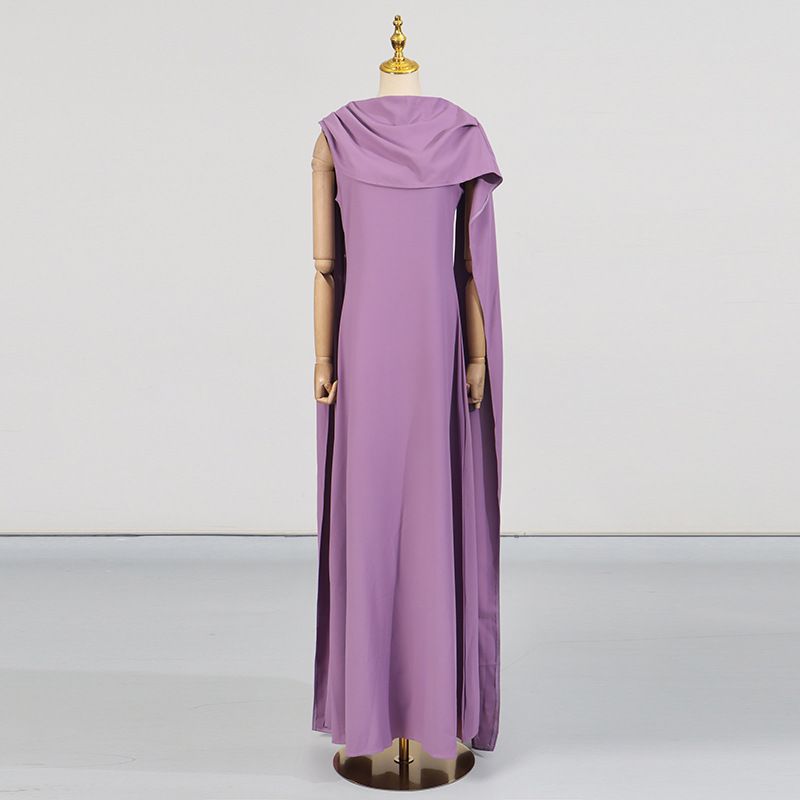 Women's Elegant Unique Design Sleeveless Shawl Style High Waisted Solid Color Dress New Style Party Wear_ecoleips.com