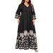 Aria Basics Aria Basics Cross-Border New Bell Sleeve Loose European And American Elegant Style V-Neck Printed Long Dress For Women_ecoleips.com