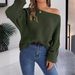 2023 Autumn And Winter Casual Loose Solid Color Batwing Sleeve Pullover Sweater Women's Clothing_ecoleips.com
