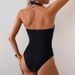 Women's Clothing Solid Color Sexy Backless Beach Bikini Swimsuit_ecoleips.com