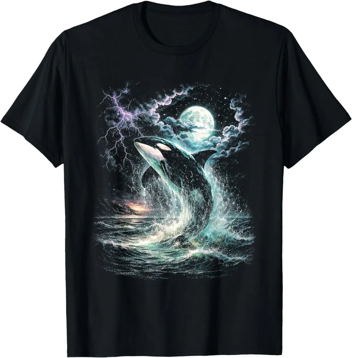 Women's T-Shirts Vintage Orca Midnight 90s Graphic Retro Whale Ocean Wildlife T-Shirt_ecoleips.com
