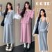 Autumn New Korean Fashion Cardigan + Strap Two-Piece Maternity Dress_ecoleips.com