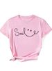 Eurean And American Cross-border Foreign Trade Women's Clothing, Simple Letter Print Round-neck Short-sleeve T-shirt_ecoleips.com