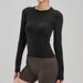 Women's Clothing Women's Quick Drying Seamless Long Sleeve Fitness Wear Round Neck Slim Fit Casual Yoga Top Autumn Winter Tight Fitting Design_ecoleips.com