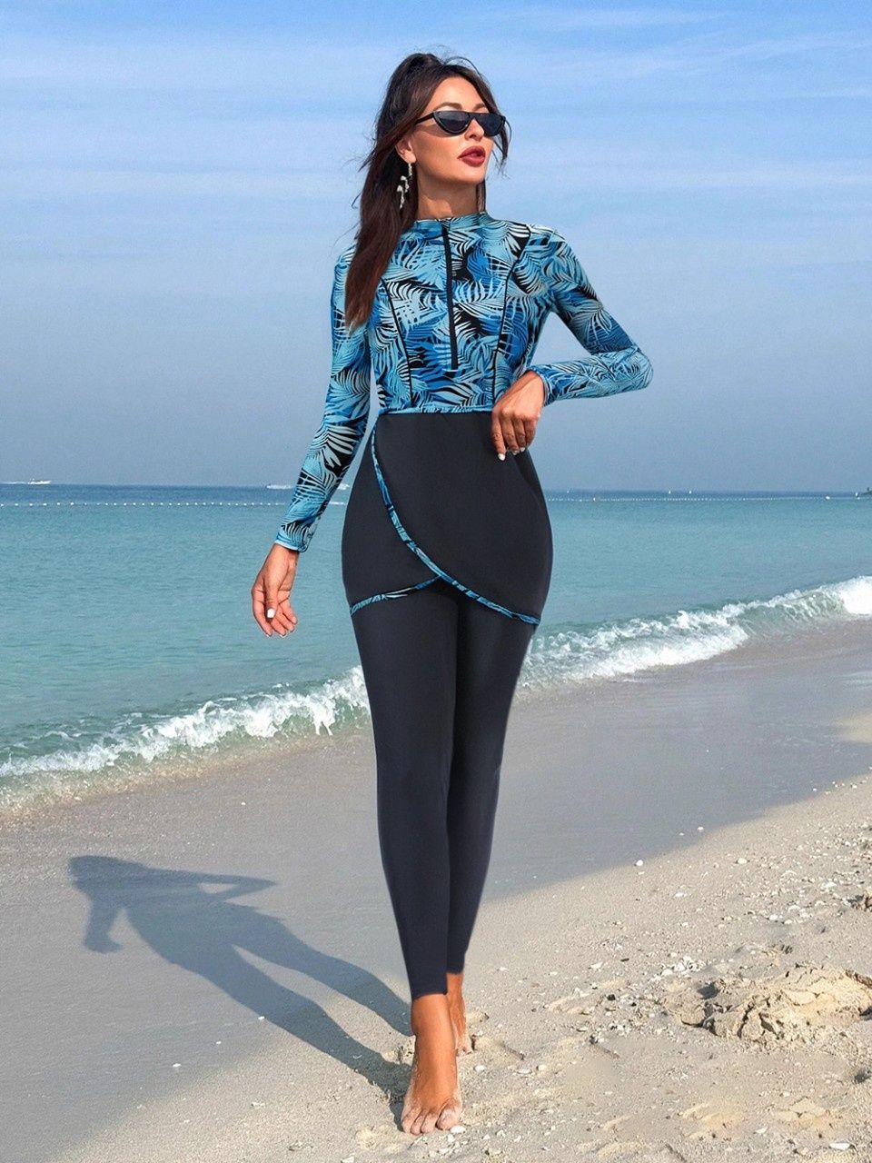 Aria Basics 2025 New Model Women's Conservative Swimwear Foreign Trade, Long Sleeve Pants, Sun Protection Swimsuit Surfing, For_ecoleips.com
