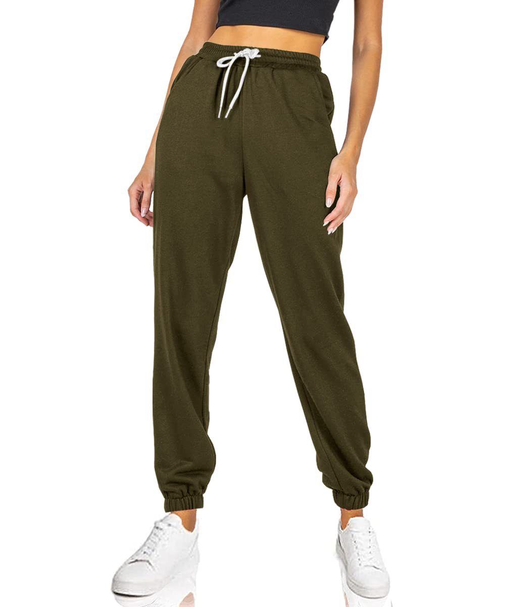 2025 Women's Loose Solid Color Elastic Waist Pocket Casual Sports Style Pants_ecoleips.com