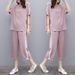 Audday Plus Size Women's Summer New Korean Style Two-Piece Set Loose Casual Wide-Leg Pants Suit For Women_ecoleips.com