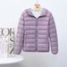 Women's Lightweight Hooded Down Jacket Short Puffer Coat Slim Fit White Duck Feather Warm Winter Outerwear_ecoleips.com