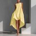 Summer Fashion Women's Sleeveless round Neck Dress Casual European American Style Solid Color Cross Border Irregular Design_ecoleips.com