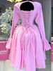 K Women's New Style Elegant Round Neck Long Sleeved Strap Tied High Waisted A-line Dress_ecoleips.com