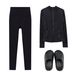 Women's Clothing Three Piece Set Hooded Jacket Cropped Pants Slim Fit Outerwear Elastic Sports Yoga Suit In Stock_ecoleips.com