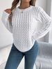 Women's Clothing Casual Solid Color Cable Knit Pullover Sweater With Lantern Sleeves For Autumn And Winter Regular Fit England Style Fashion_ecoleips.com