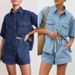 Retro Casual Loose Pocket Short Sleeved Shirt Shorts Denim Two Piece Suit_ecoleips.com