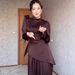 Women's Long Sleeved Midi Dress Fitted Waist Exotic Tie Up Design Solid Color Slimming Effect European American Style For Spring_ecoleips.com