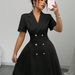 Women's Skirt Slim Waist Double Breasted Autumn Dress_ecoleips.com