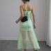 Women's Sexy Solid Color Off Shoulder Halter Mesh Bodycon Midi Dress – Summer Party Gown_ecoleips.com