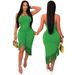 Women's Clothing Sleeveless Lace Up Tight Hip Wrapped Tassel Dress Long Dress Irregular Skirt Summer_ecoleips.com