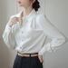 Autum New Korea Style Loose White Log Sleeve Top Commuter Desig Sese Niche Light Luxury Professioal Shirt For_ecoleips.com