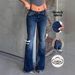Vintage-Inspired Flare Jeans For Women – Stretchy Bootcut Denim Pants With Distressed Wash (XS-XL, Cotton-Polyester Blend, Y2K Retro Style)_ecoleips.com