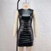 Women's Clothing Sexy Slim Fit Bodycon Dress PU Leather Casual England Style Thin Night Outwear For Nightclubs_ecoleips.com