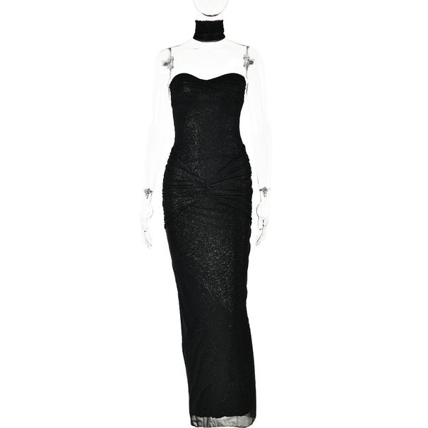 Women's Clothing Sexy Fashion High End Slim Fit Tube Top Backless Splicing Fishtail Dress Long Skirt_ecoleips.com