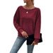 Autumn/Winter Casual Solid Color Long-Sleeve Round-Collared Patchwork Hoodie-Women's Versatile T-Shirt For Casual Wear_ecoleips.com