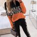Women's Leopard Print Two-Piece Set – Long Sleeve Top & Pants (S-XXL, Orange, Spring & Fall)_ecoleips.com