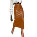 Elegant High-Waist Bodycon Pencil Skirt – Stretchy Polyester-Spandex Blend, Office & Party Wear In Black, White, Red & Brown_ecoleips.com