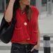 K New Women's Pocketless Sleeveless Short Cardigan Vest;_ecoleips.com