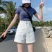 Women's Super High-Waisted Denim Shorts Straight Leg Double Buckle Loose Fit Rolled Hem Wide Leg Hot Pants Trendy Summer Style_ecoleips.com