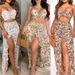 2022 New European And American Cross-Border Floral Two-Piece Set Sexy Slim Dress For Women On_ecoleips.com