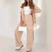 Women's Ribbed 2-Piece Suit Set - Solid Color Office Wear Professional Outfit_ecoleips.com