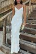 Cross-Border European And American Women's Fashion New Strap Sexy 3D Floral Knit Backless Tie Bodycon Long Dress_ecoleips.com