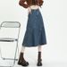 2026 New Denim Midi Skirt For Women, Mid To Long, With A Sense Of Design And Splicing Of A-line Large Swing Ruffle Edge Skirt For Summer_ecoleips.com