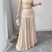 Women's Clothing Summer New Arrival Women's Elegant Solid Color Pleated Long Skirt_ecoleips.com