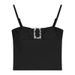 Heavy-duty Rhinestone-embellished White Sexy Camisole For Women, Spring/summer, Pure Alluring, Tight-fitting, Short_ecoleips.com