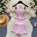 Women's Summer Outfit Gentle And Feminine Red Polka Dot Strapless Vest High Waisted Shorts Two Piece Set Slimming Simple_ecoleips.com