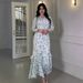 Women's Clothing Spring Gentle Style Small Fresh Floral Ruffle Long Dress For Women_ecoleips.com