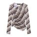 Wind Set Ruched High Waist New 2025 Half Skirt Women Plaid Spring Fishtail T-Shirt Long Sleeve Mesh_ecoleips.com
