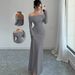 Women's Fashion Off-Shoulder Cross Back Bodycon Long Dress Style Elegant Clothing_ecoleips.com