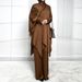 Modest Abaya Dress Elegant Two-Piece Maxi Dress Set – Flowy Tencel Tunic & Pleated Skirt With High Waist_ecoleips.com