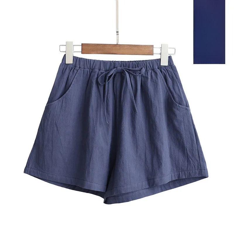 Women's Cotton Linen Sleep Bottoms Summer Thin Loose Sleepshirt Shorts Female Casual Breathe Basic High Waist Shorts_ecoleips.com