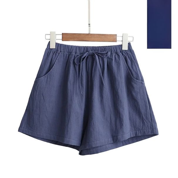 Women's Cotton Linen Sleep Bottoms Summer Thin Loose Sleepshirt Shorts Female Casual Breathe Basic High Waist Shorts_ecoleips.com