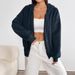 AD702 European And American 2025 New Cross-border Woolen Women's Fashion Loose Cardigan With Drawstring Hood Versatile_ecoleips.com