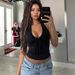 Women's European American Style Backless Halter Neck Camisole Summer Top with Ribbon Bow Inner Layer Regular Size Polyester_ecoleips.com
