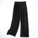 Women's Pleated Loose Ice Silk Korean Casual Cropped Pants Wide Leg Trouse Lady Girl Classic Sports Wear Girls Clothes Black Top_ecoleips.com