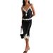 Women's Loungewear Two-Piece Set - Satin Camisole & Flounce Skirt With Lace Trim - Black/Green/Pink Stretchy Polyester Sleepwear & Homewear_ecoleips.com