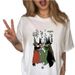 European American Cross-border Foreign Trade Women's Clothing, Star And Moon Print Round-neck Short-sleeve T-shirt Top_ecoleips.com