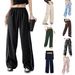 European And American New Personalized Two Side Drawstring Leisure Elastic Waist Multi Color Long Pants_ecoleips.com
